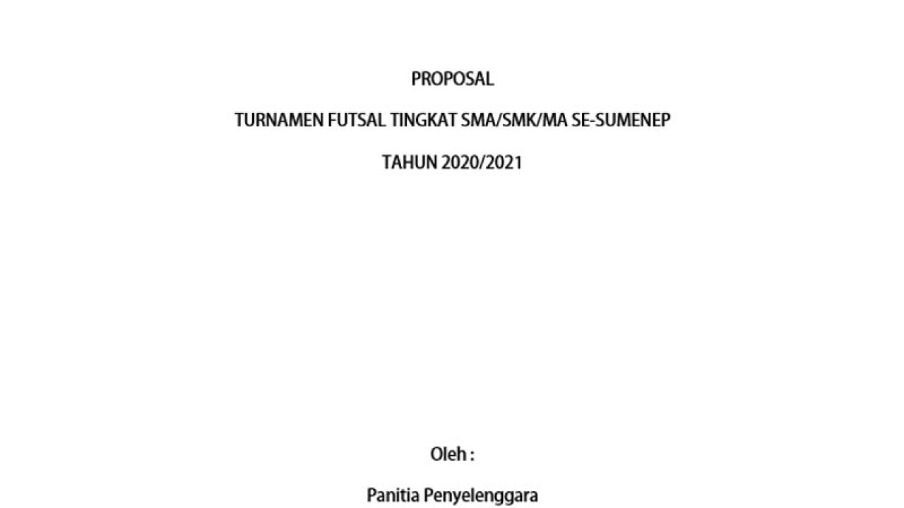 Contoh Proposal Turnamen Futsal Doc (Softcopy)