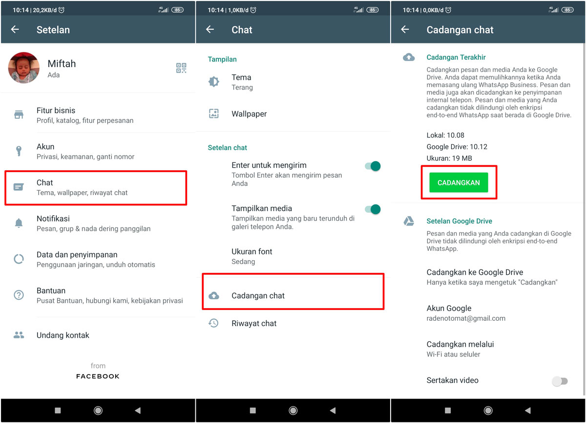 Cara Backup Chat WhatsApp ke Google Drive