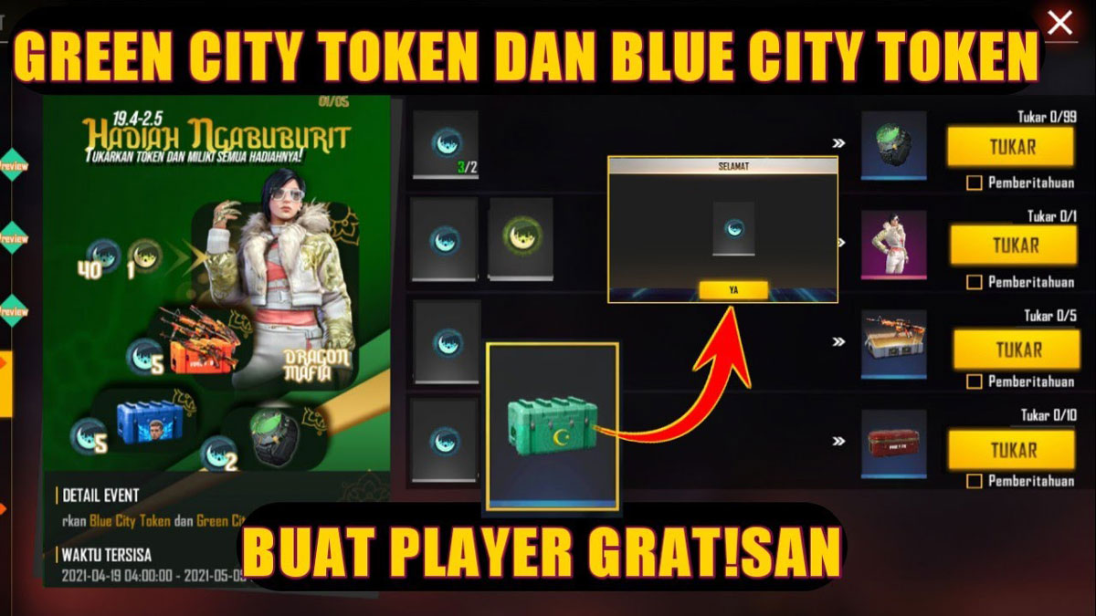 Cara Mendapatkan Token Green City dan Blue City di FF Event Booyah Ngabuburit