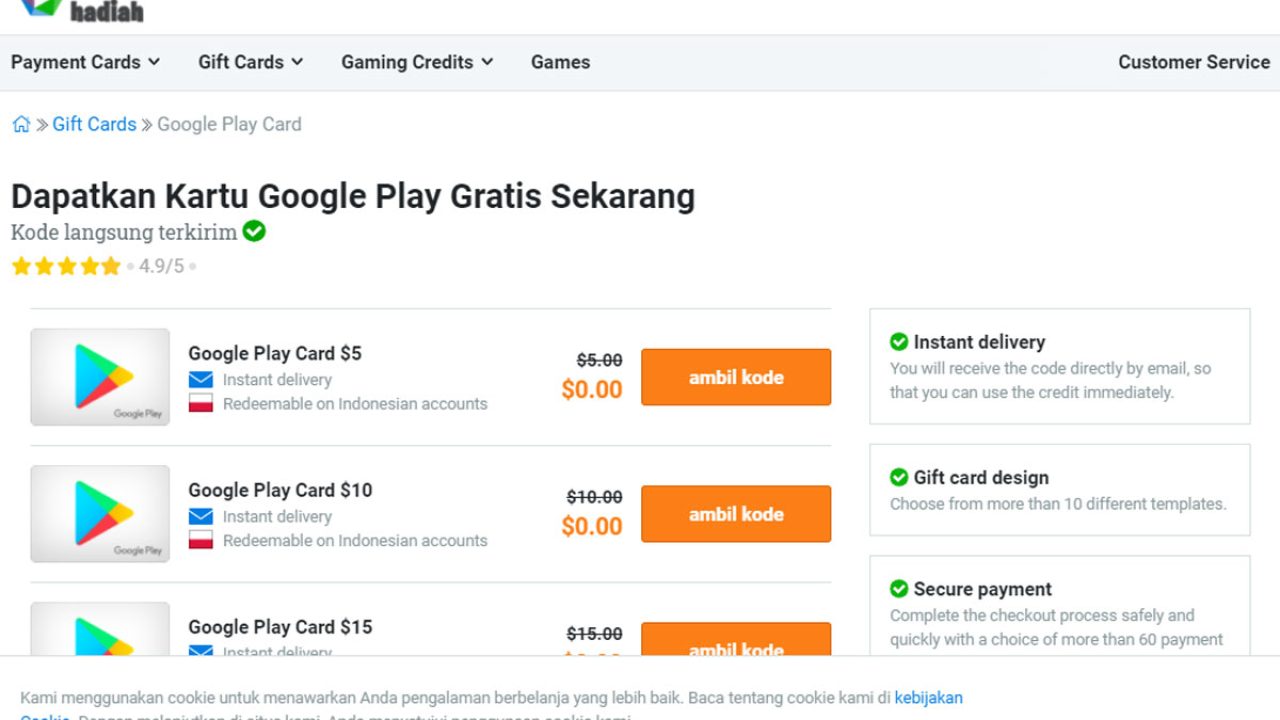 Kartu Hadiah Com – Cara Dapat Kartu Google Play Gratis