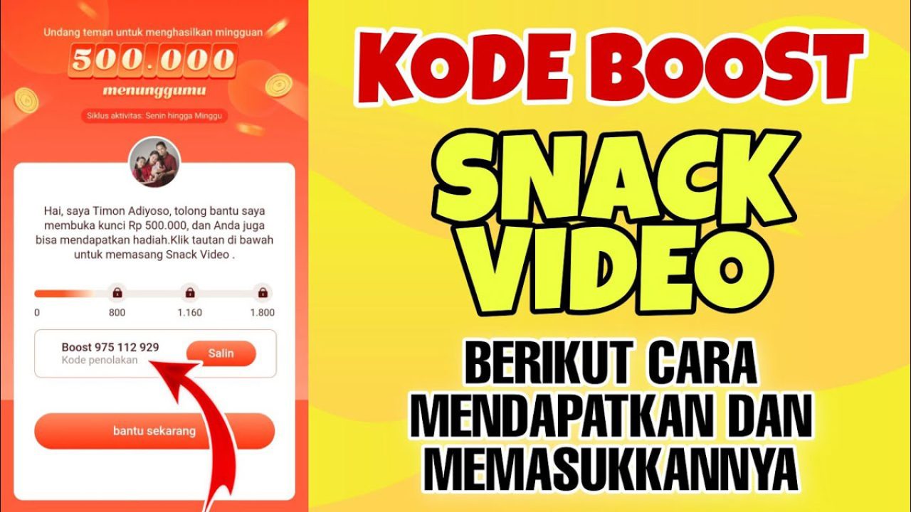 Kode Boost Snack Video, Cara Memasukkan dan Dapatkan Uang!