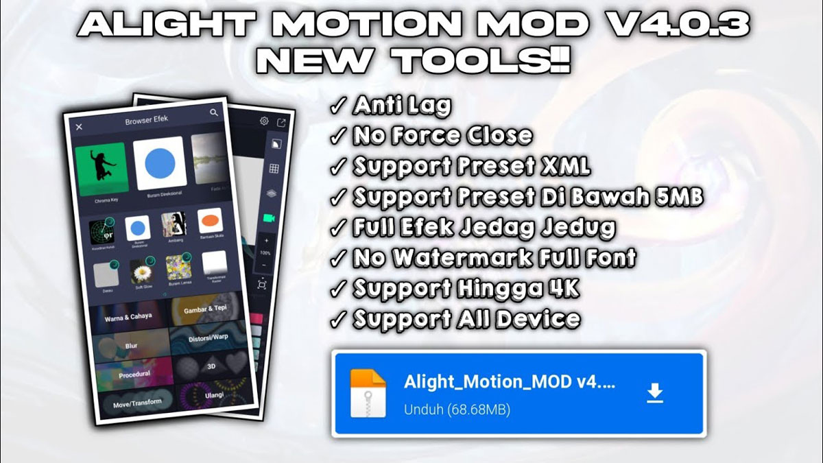 4.0 4 mod versi am Alight Motion