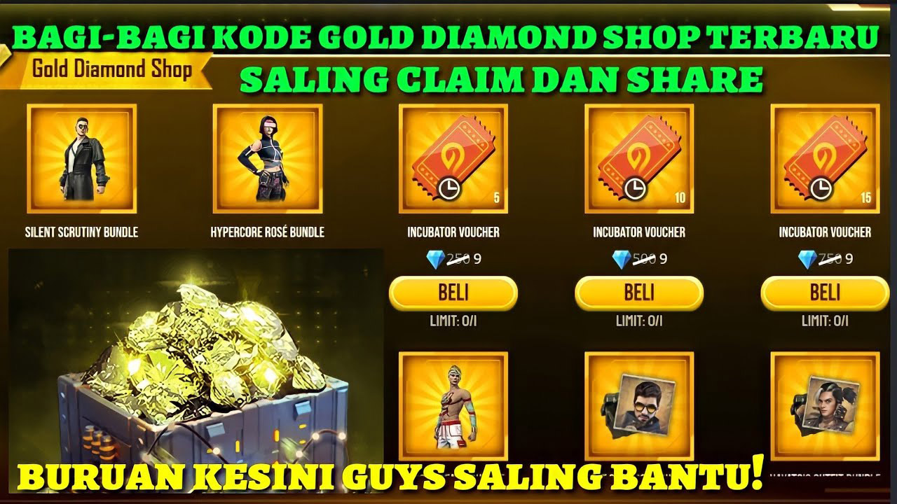 Kode Redeem Gold Diamond Shop FF 2022