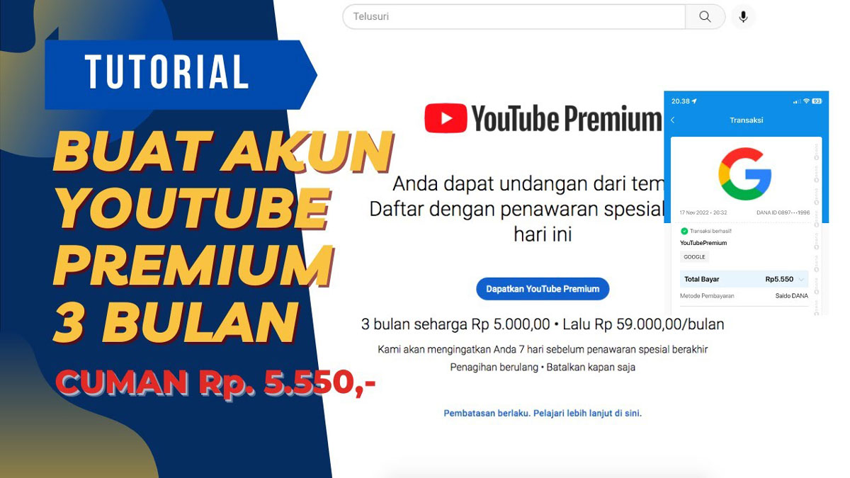 Cara Langganan YouTube Premium 3 Bulan Hanya Rp5.000