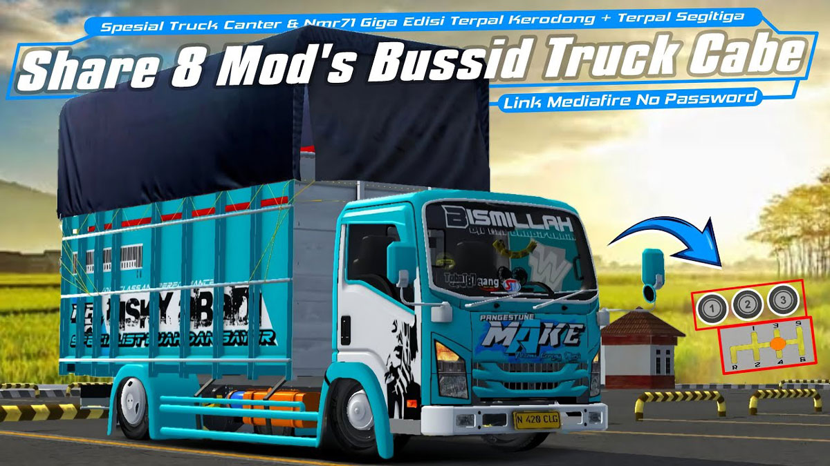 Download Mod Bussid Truck Canter Cabe Full Strobo Knalpot Serigala
