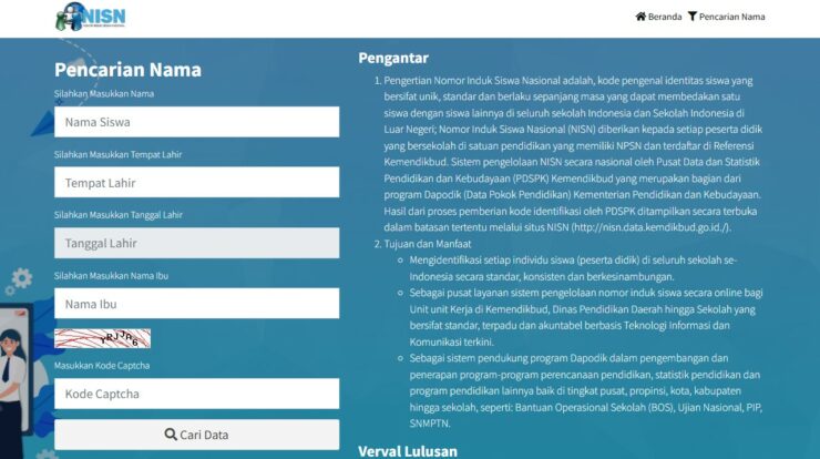 Cara Cek NISN Online dengan Nama Tanpa Nomor