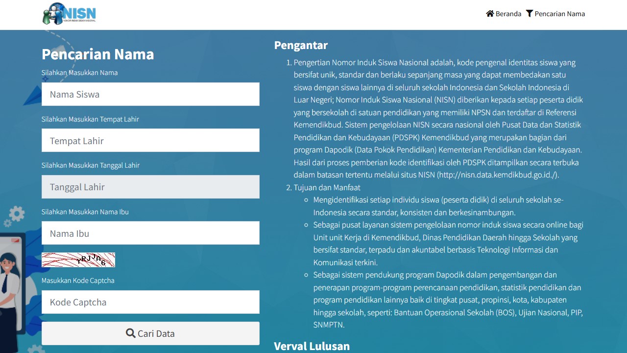 Cara Cek NISN Online dengan Nama Tanpa Nomor